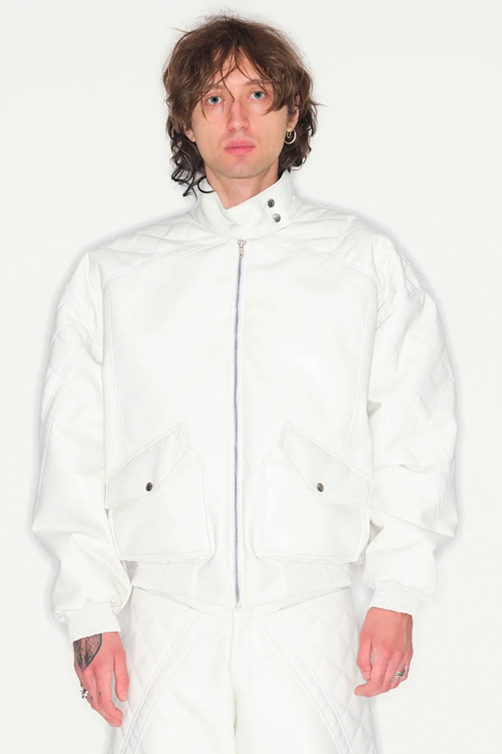 JEANNE FRIOT Biker Bombers veste crème oversize