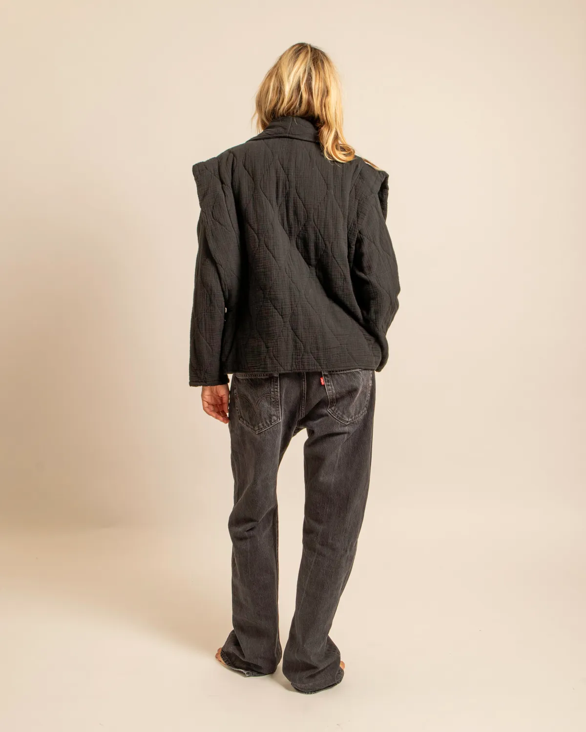 AOKYANOS San Francisco kimono noir coton matelassé