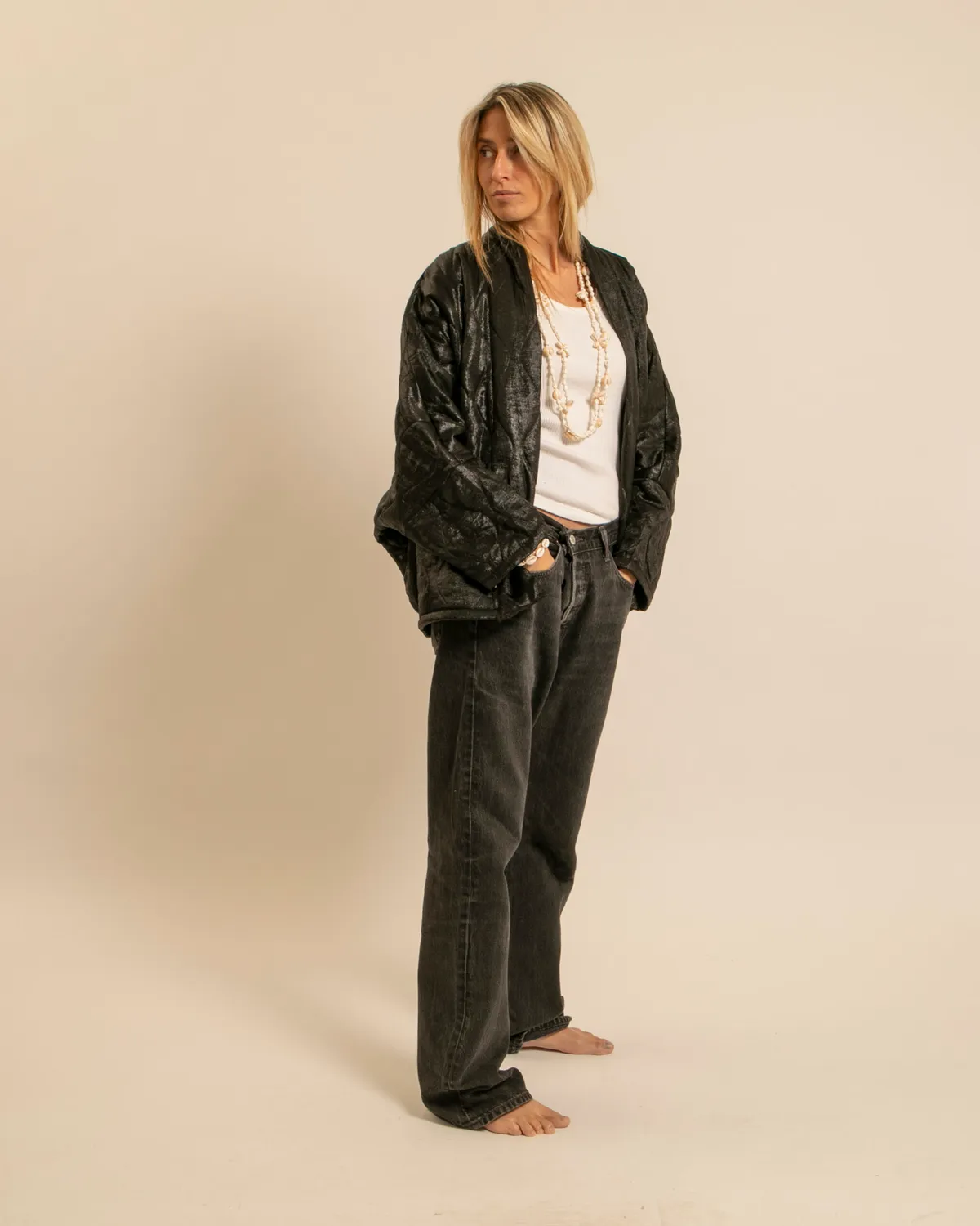 AOKYANOS Chicago irisé kimono noir taille unique