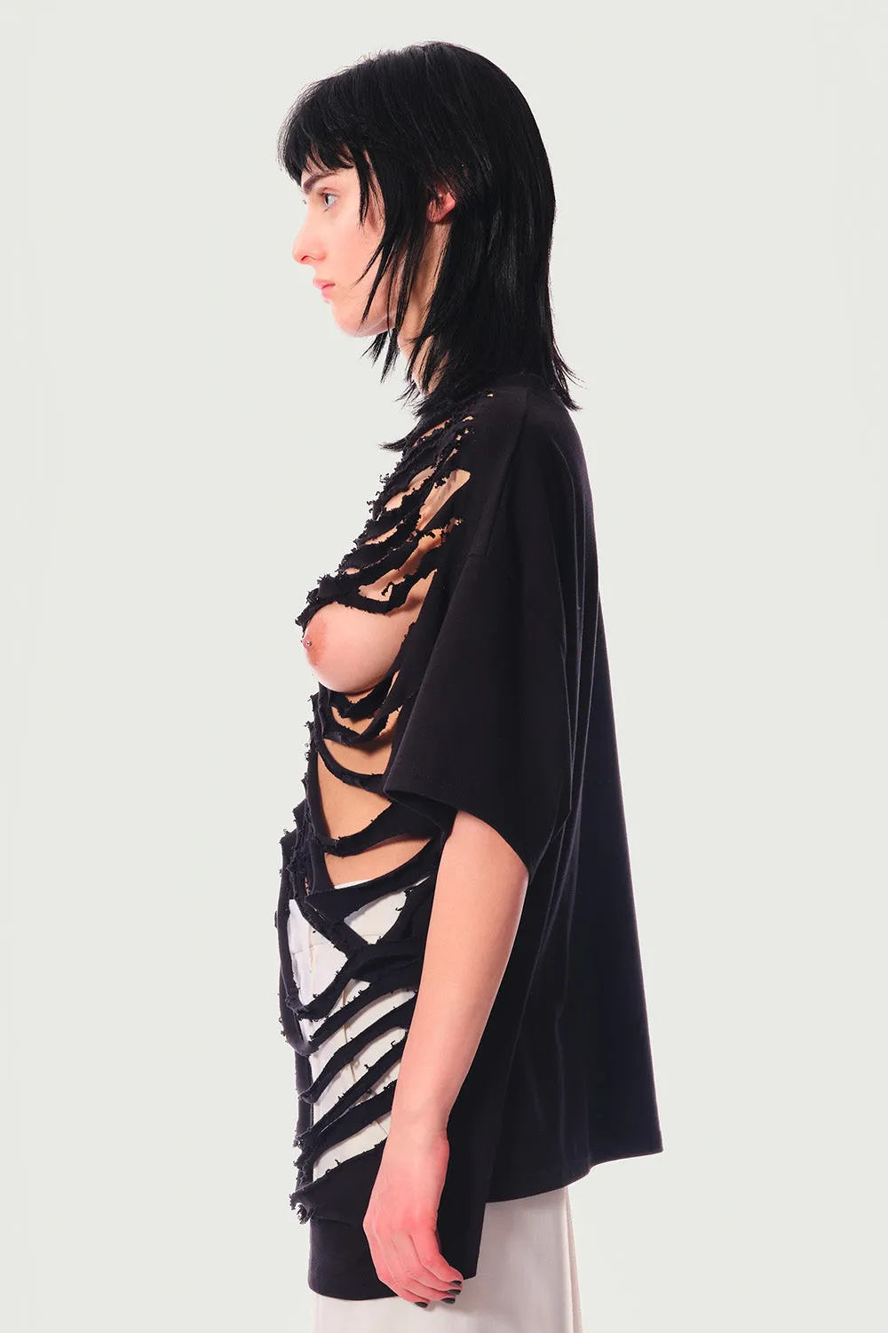 Jeanne Friot Destroy tee oversize noir coton