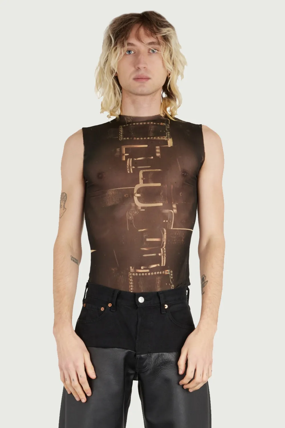 JEANNE FRIOT Belt Top Short Sleeves haut manches courtes imprimé