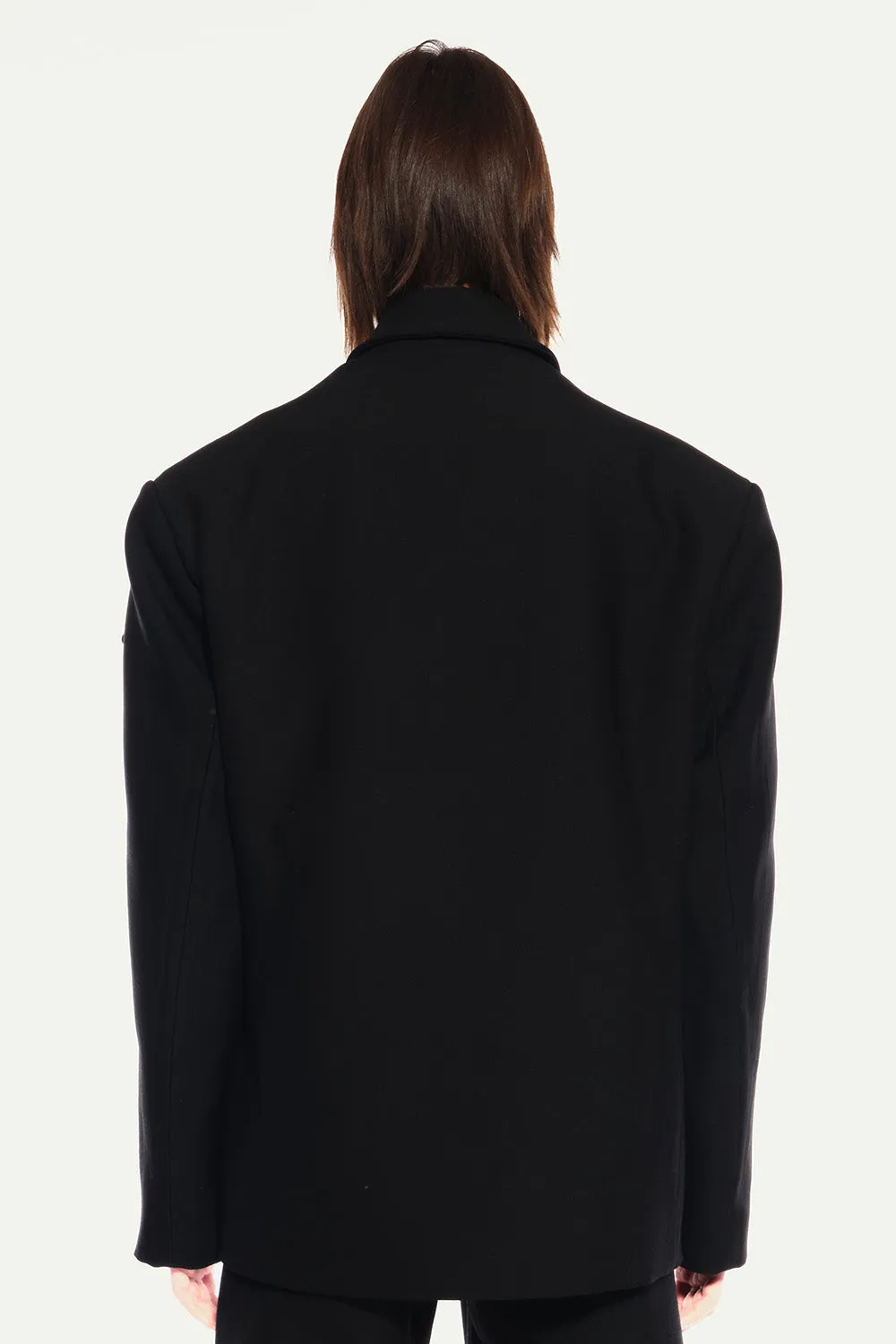 Jeanne Friot Belt Suit veste tailleur oversize laine noire