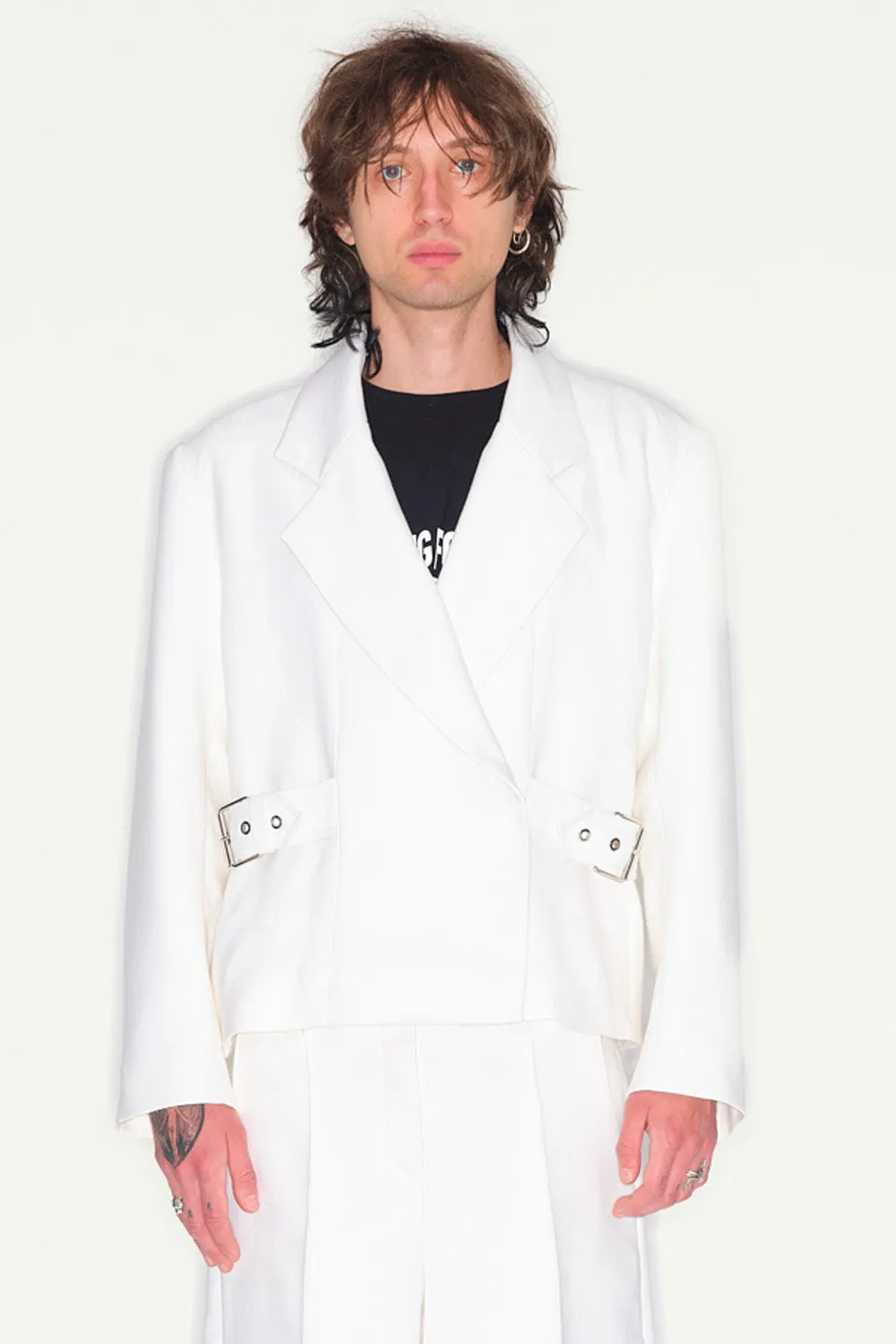 Jeanne Friot Hego Belt veste tailleur noire XL laine vierge