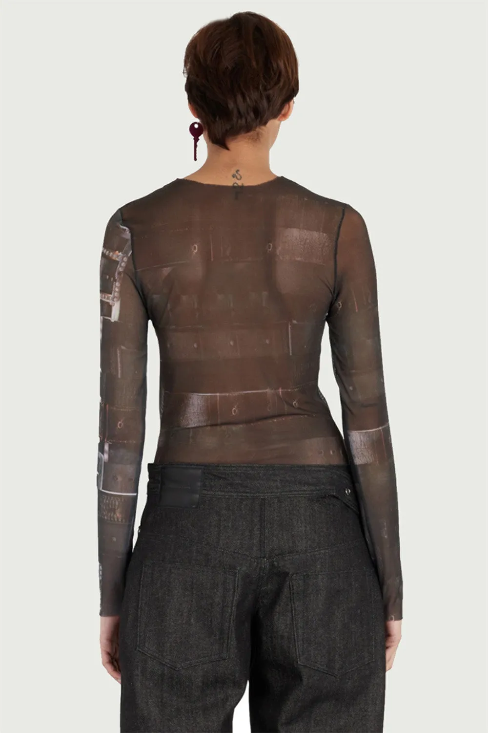 JEANNE FRIOT Belt Top Long Sleeve top manches longues imprimé