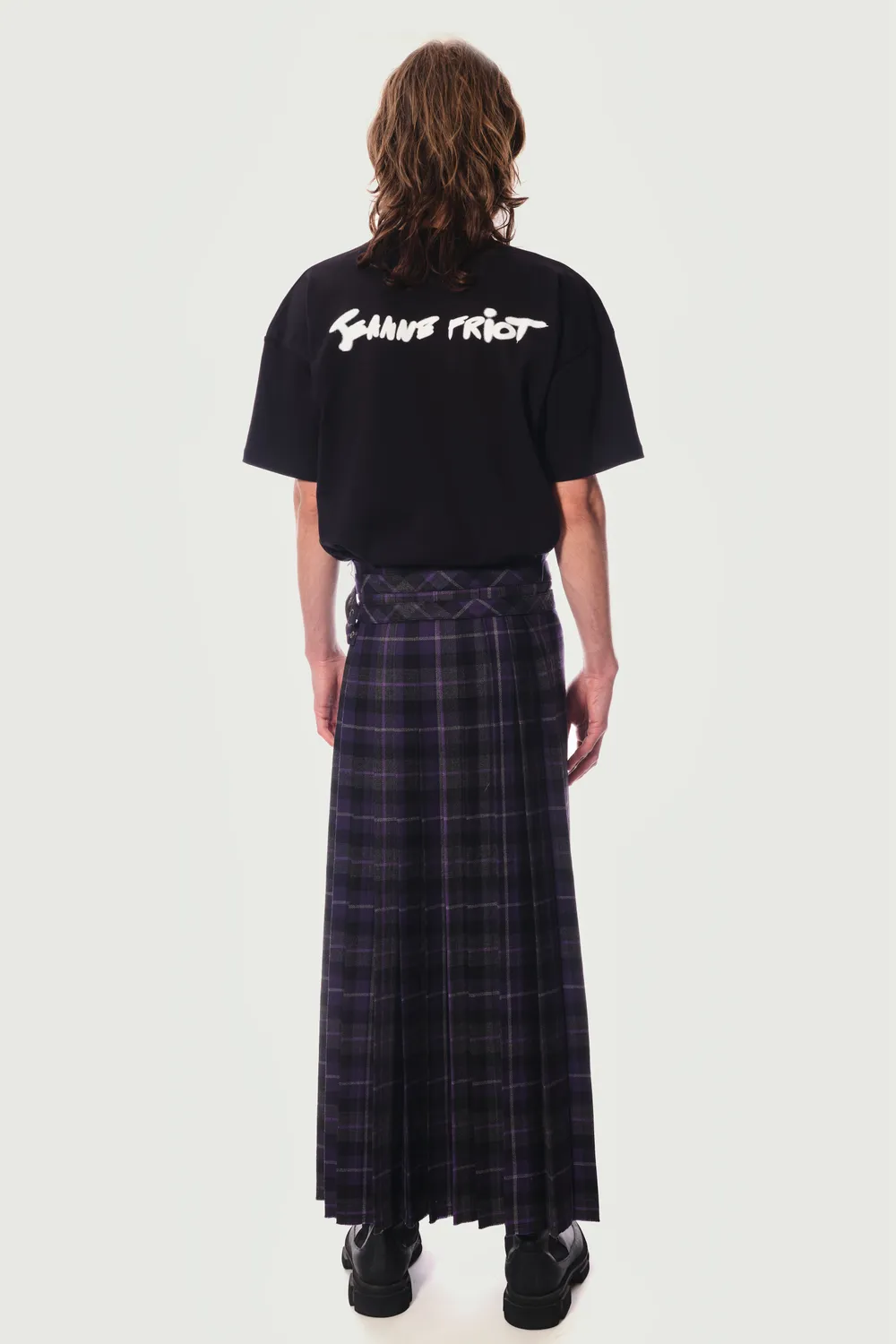 Jeanne Friot Long Purple Kilt plissé tartan violet