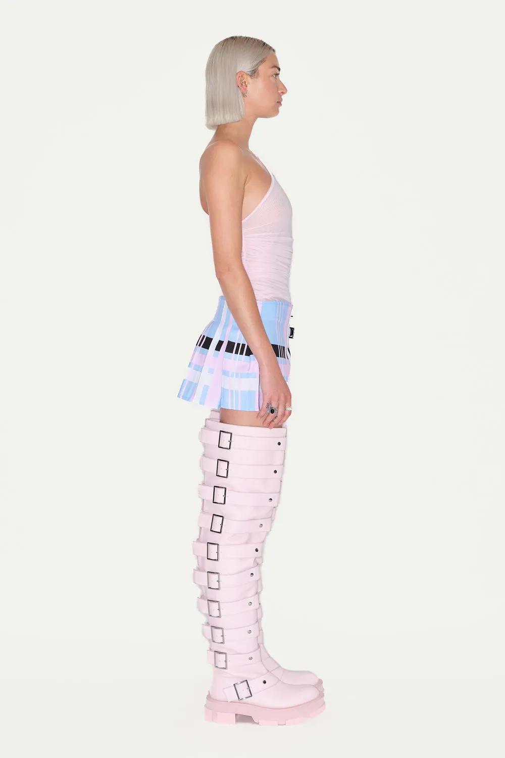 Jeanne Friot Tartan Flag Mini Kilt mini-jupe plissée bleu rose