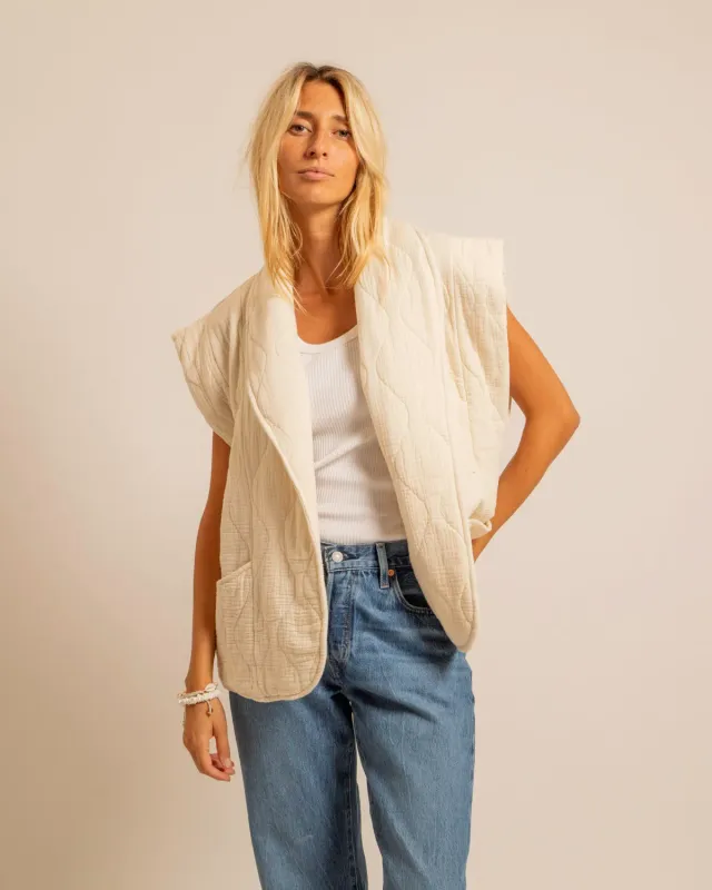 AOKYANOS Brooklyn Crème gilet double gaze coton