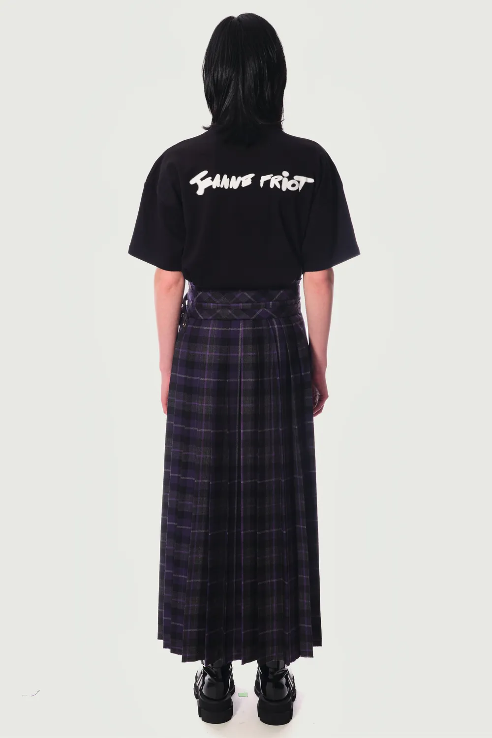 Jeanne Friot Long Purple Kilt plissé tartan violet