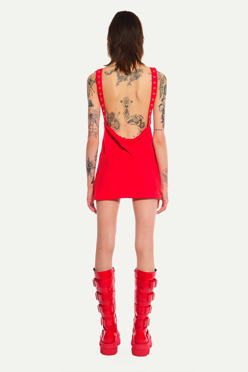 Jeanne Friot Clemence robe courte rouge satin