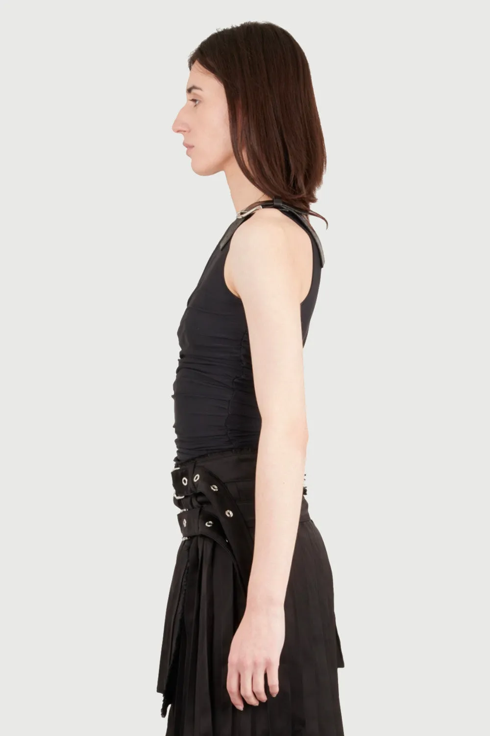 Jeanne Friot Black Pleats top noir plissé XS