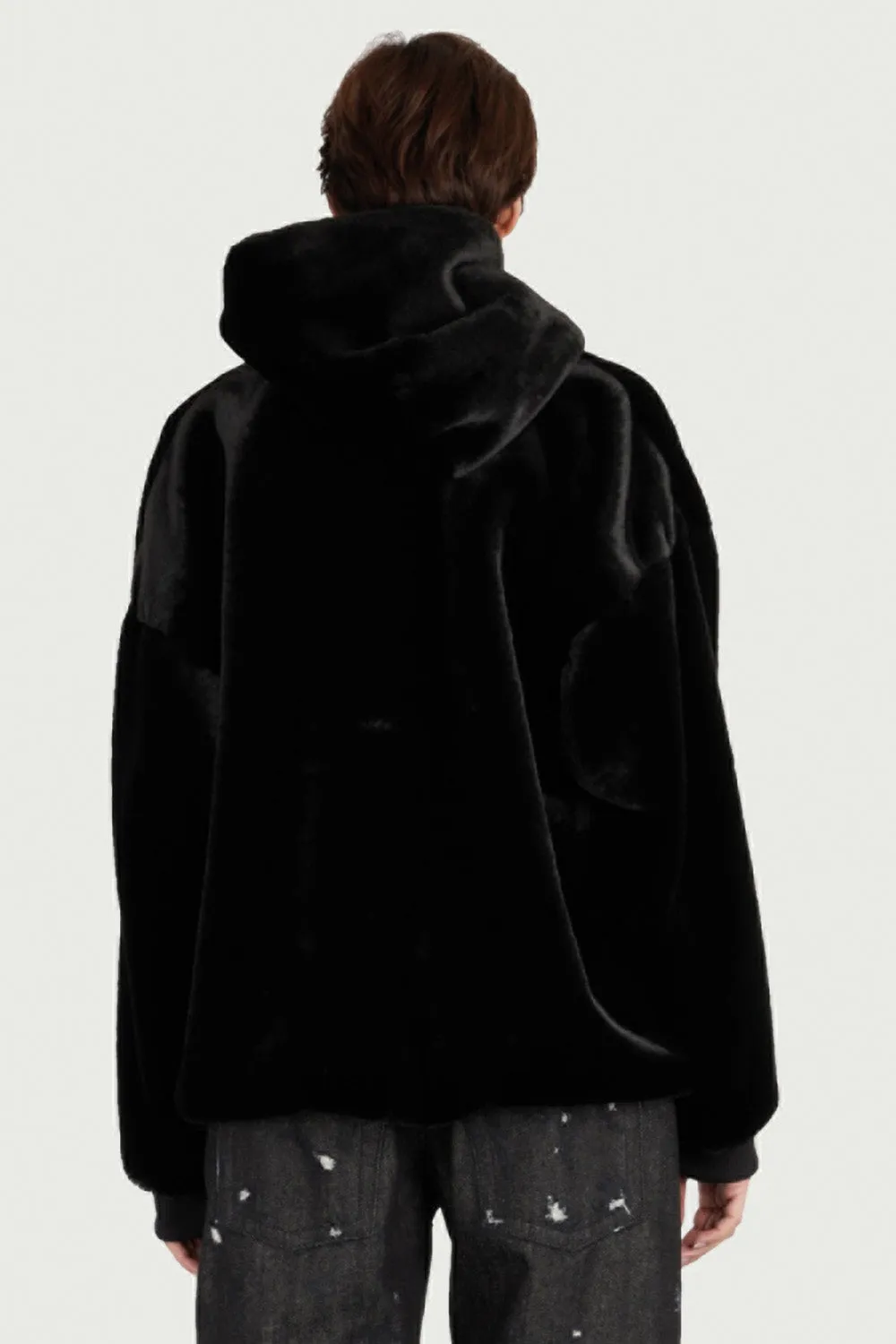 Jeanne Friot Fur Hoodie sweat fourrure noir recyclé