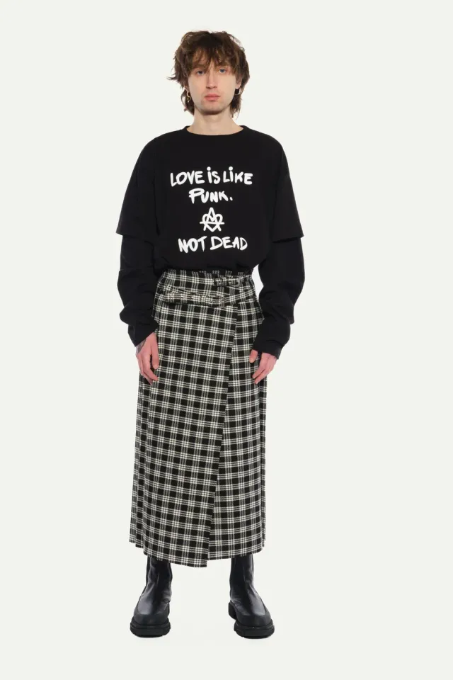 Jeanne Friot Visions Long Kilt jupe tartan noir S