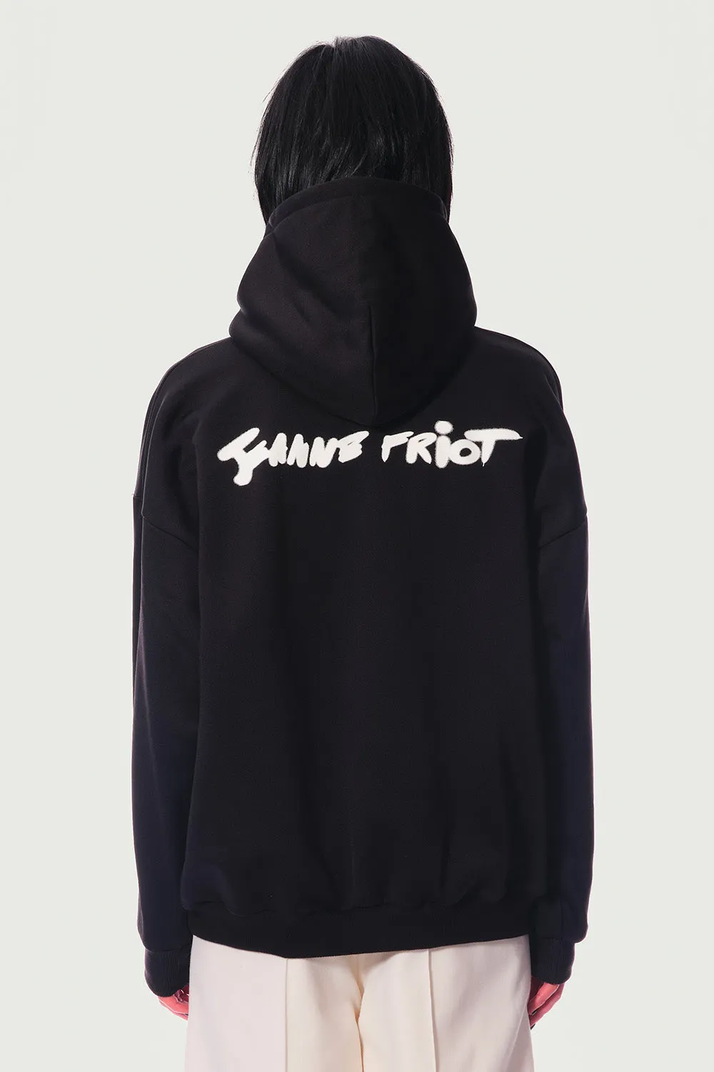 Jeanne Friot Revolution hoodie noir oversize argent molleton