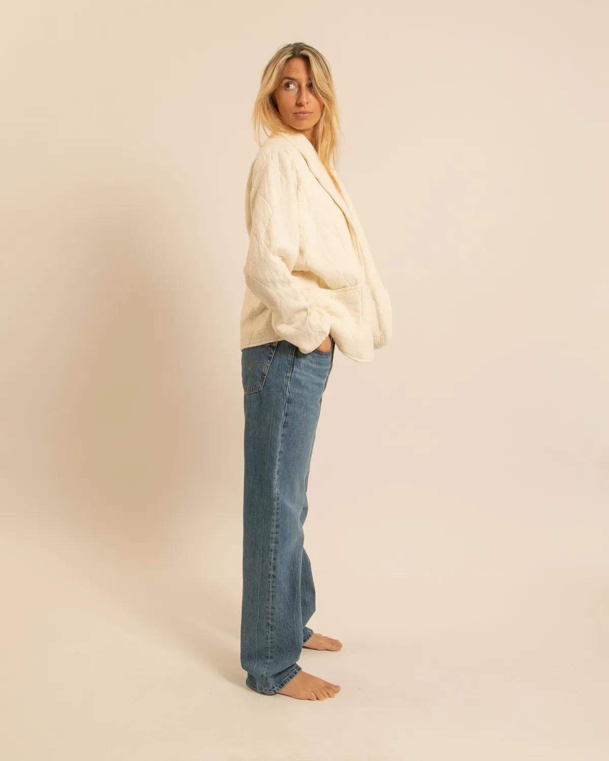 AOKYANOS Cuba Crème kimono coton matelassé