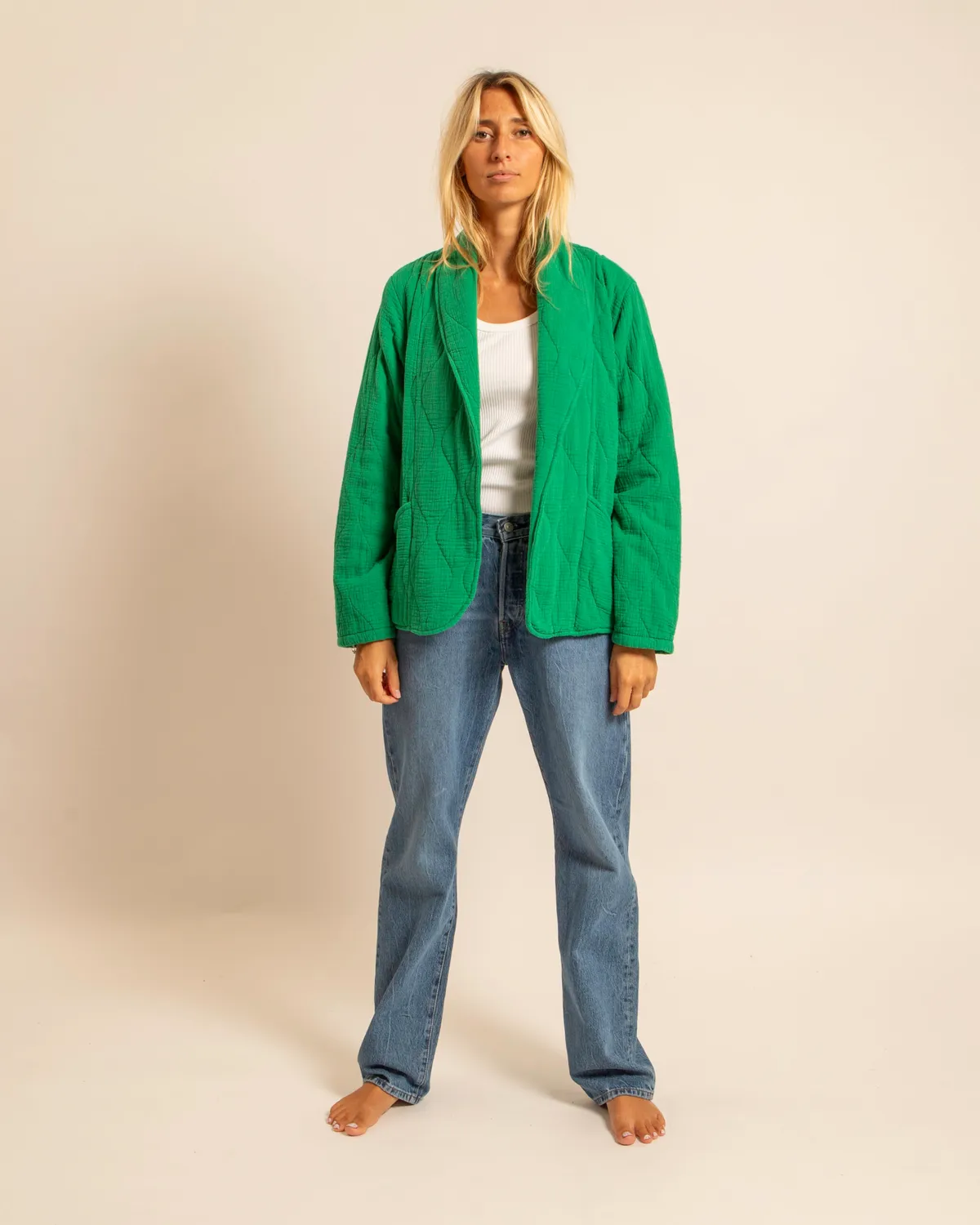 AOKYANOS Cuba kimono vert matelassé coton
