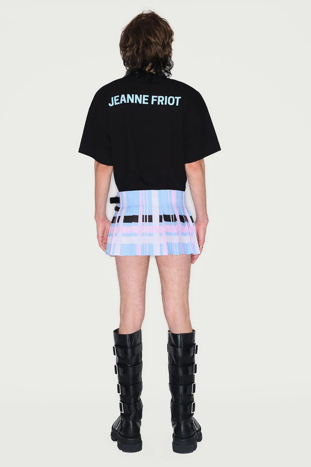 Jeanne Friot Tartan Flag Mini Kilt mini-jupe plissée bleu rose
