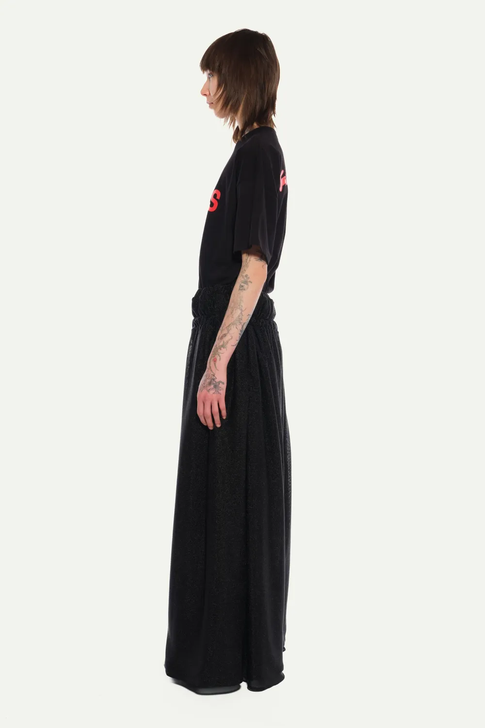 Jeanne Friot Metal jogging noir brillant double ceinture molleton