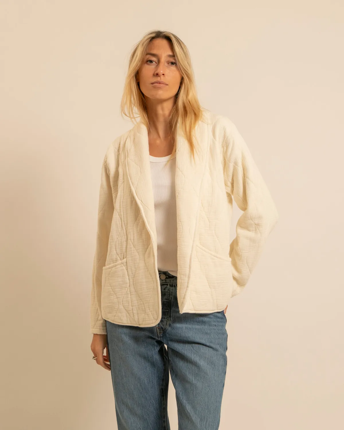 AOKYANOS Cuba Crème kimono coton matelassé