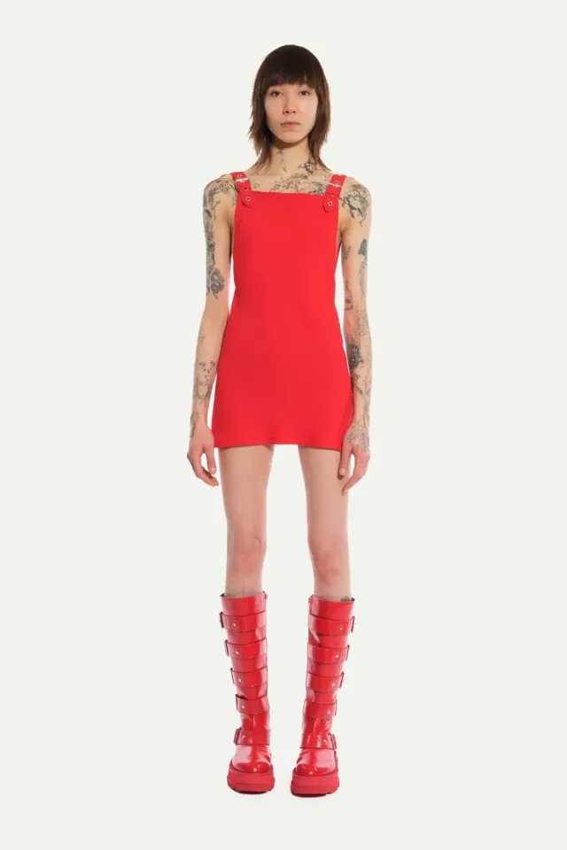 Jeanne Friot Clemence robe courte rouge satin