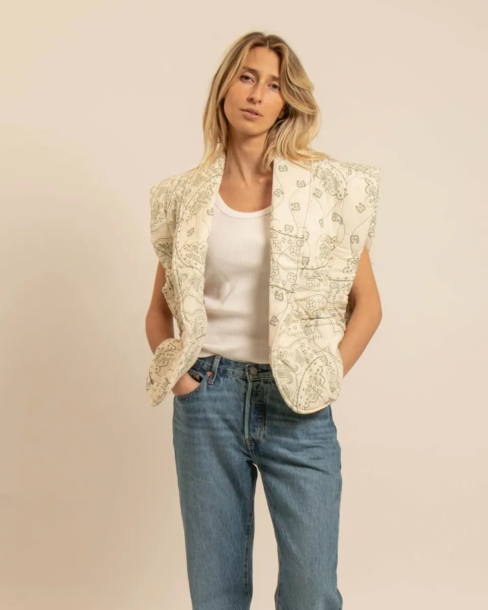 AOKYANOS Brooklyn Bandanas Crème gilet matelassé viscose
