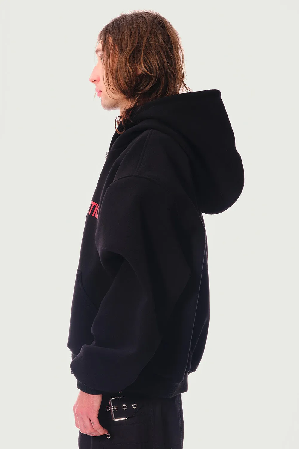 Jeanne Friot Revolution Crepe Hoodie sweat noir rouge