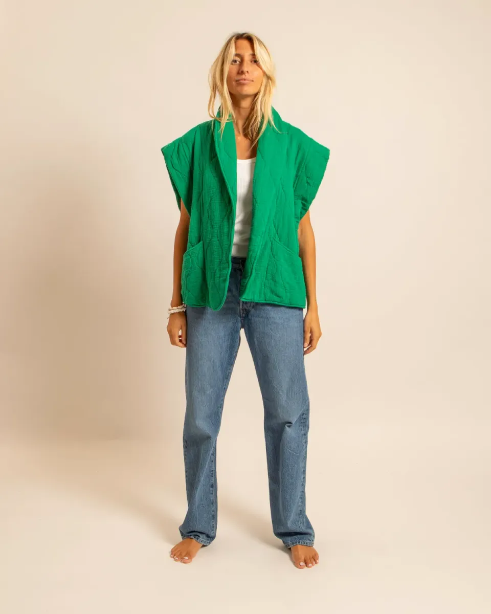 AOKYANOS Brooklyn gilet vert double gaze coton