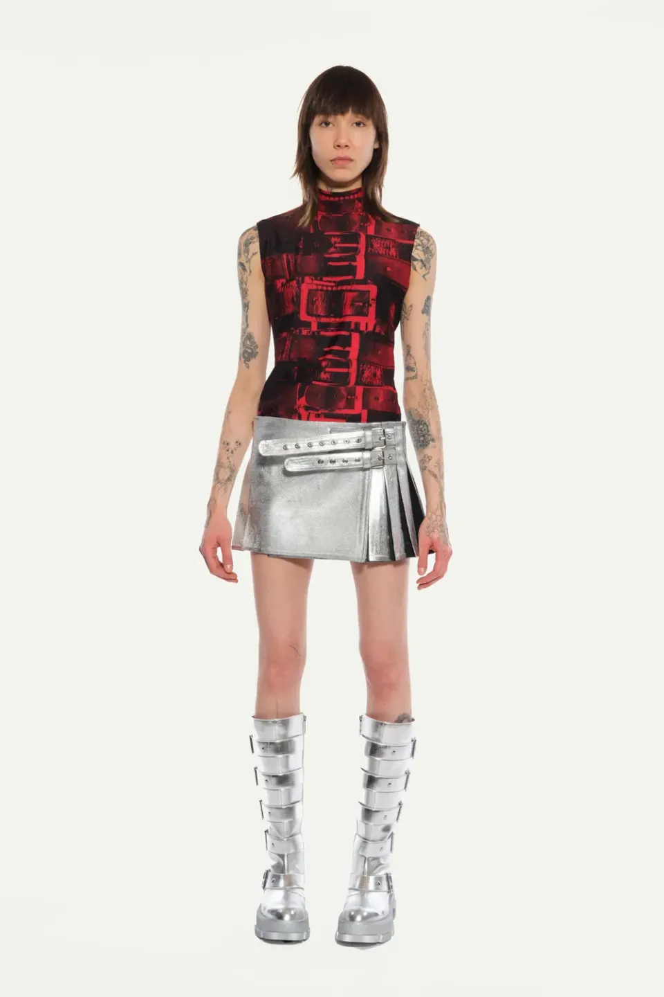 JEANNE FRIOT Mini Kilt Silver jupe argent