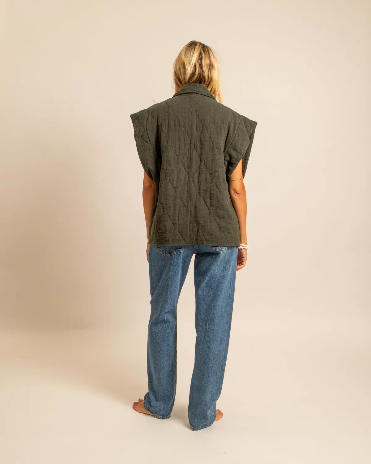 AOKYANOS Brooklyn Kaki gilet coton double gaze