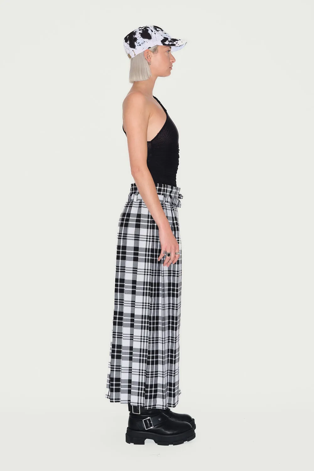 Jeanne Friot Resistance Long Kilt plissé tartan noir