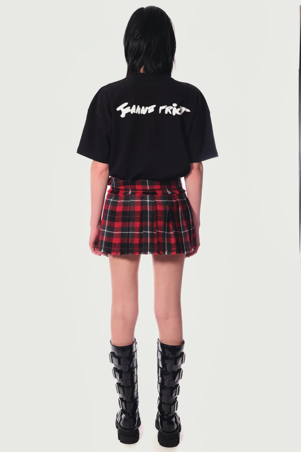 Jeanne Friot Vivienne mini kilt plissé tartan rouge