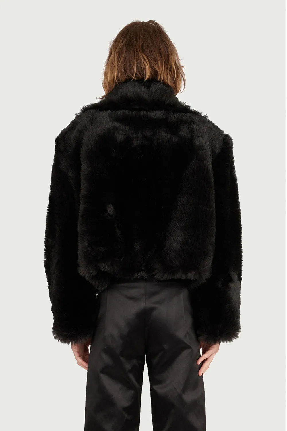 Jeanne Friot manteau fausse fourrure noire courte