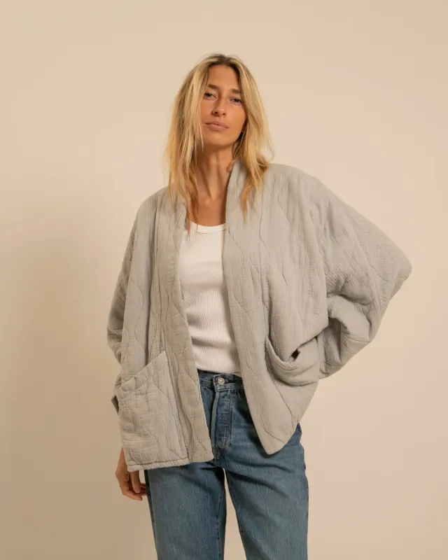 Aokyanos Chicago veste grise kimono matelassée