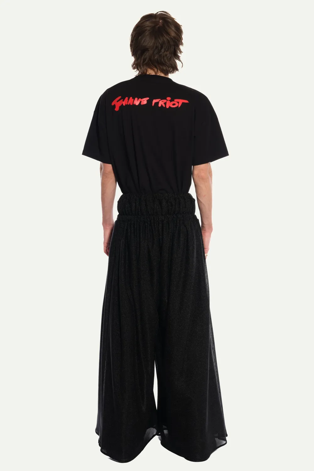 Jeanne Friot Metal jogging noir brillant double ceinture molleton
