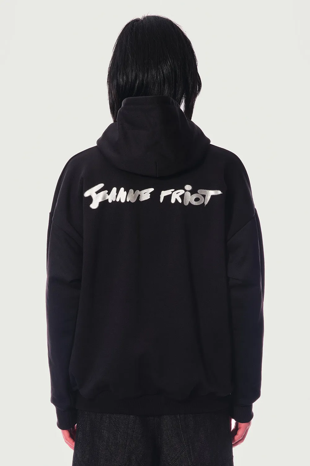 Jeanne Friot Revolution hoodie noir oversize argent molleton