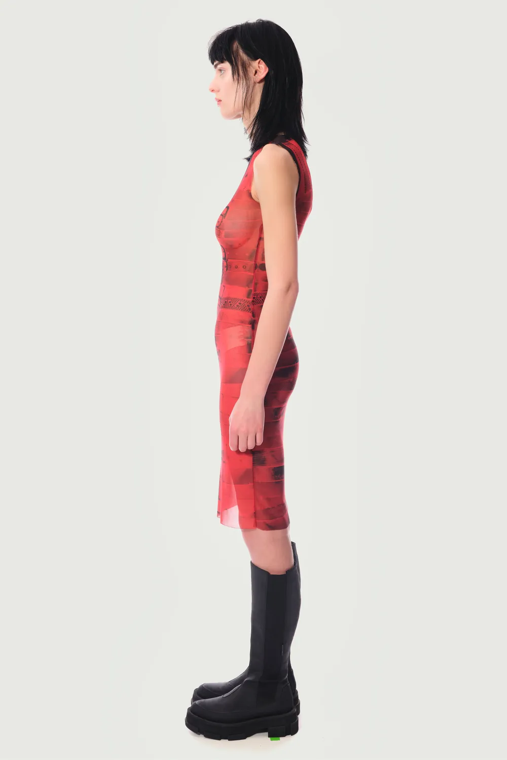 Jeanne Friot Awake Dress robe mesh noire imprimé ceintures