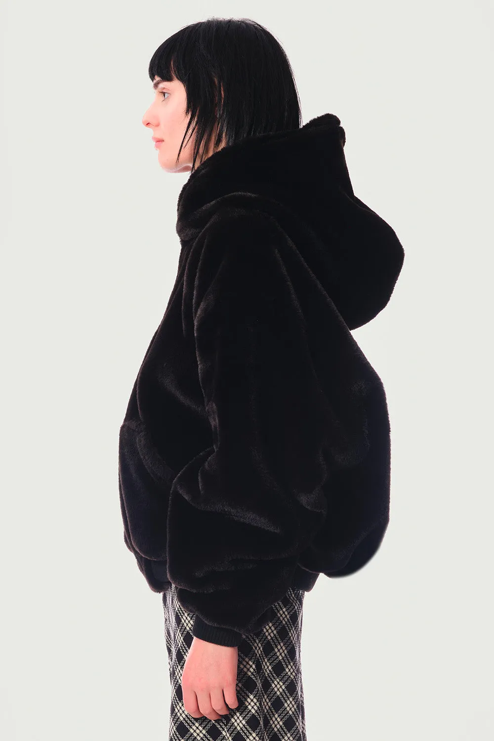 Jeanne Friot hoodie fausse fourrure noire oversize zip