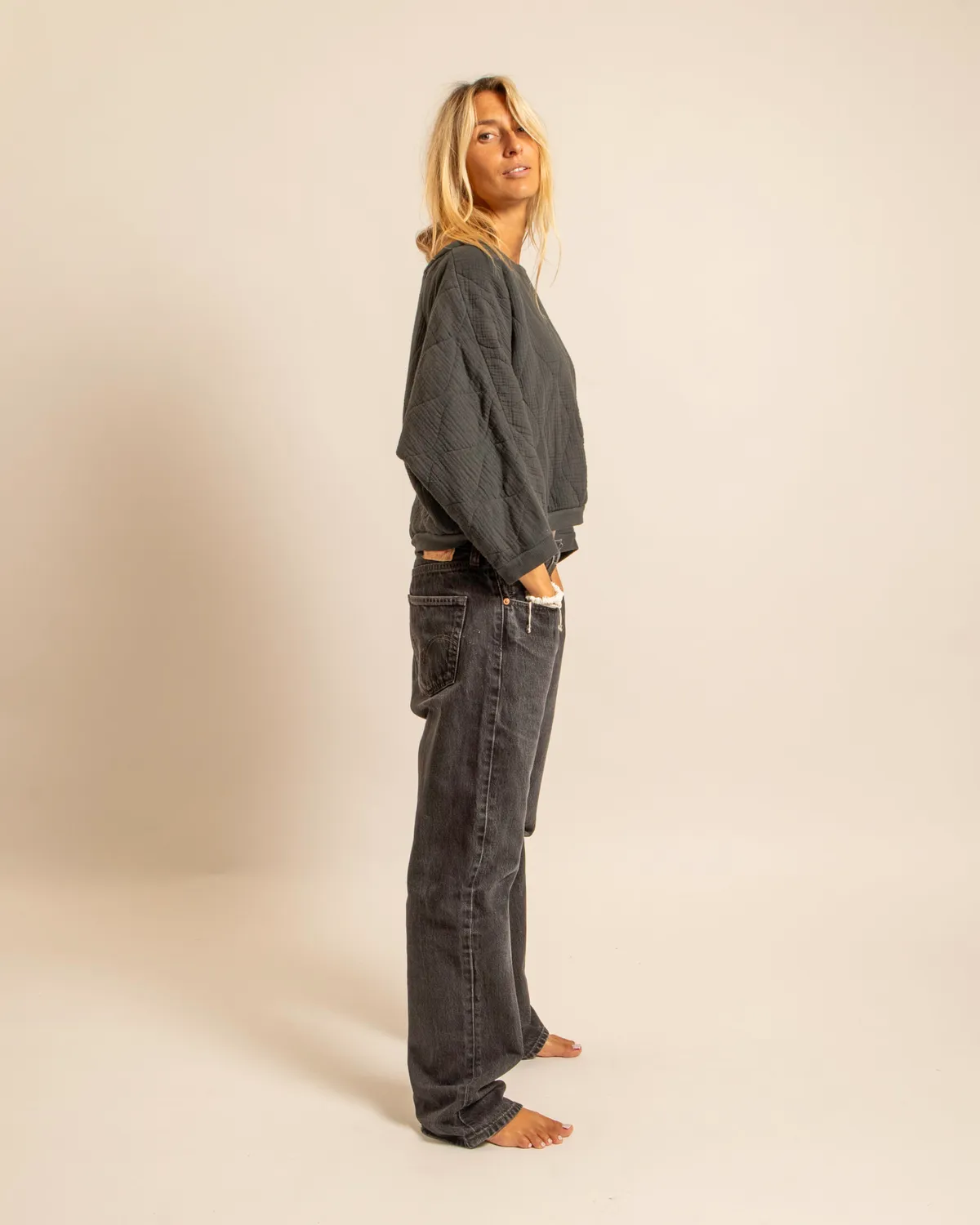 AOKYANOS Memphis sweat anthracite matelassé coton