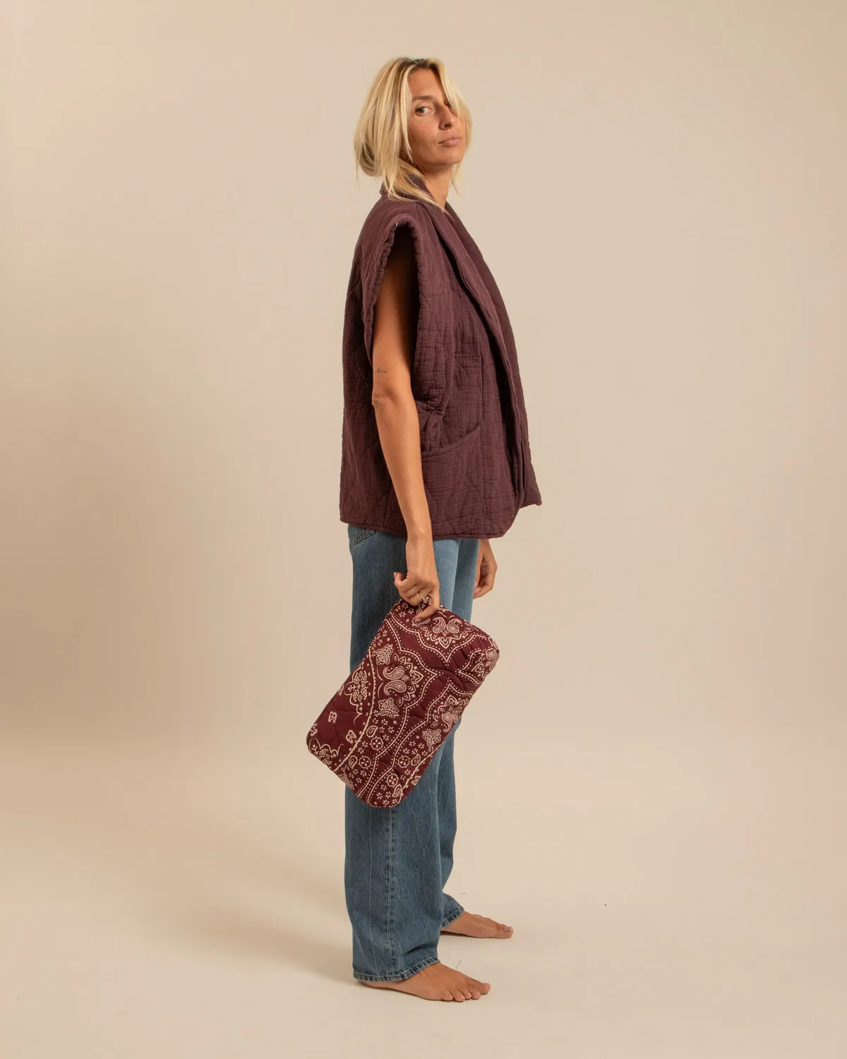 Aokyanos Brooklyn Bordeaux veste kimono coton matelassé