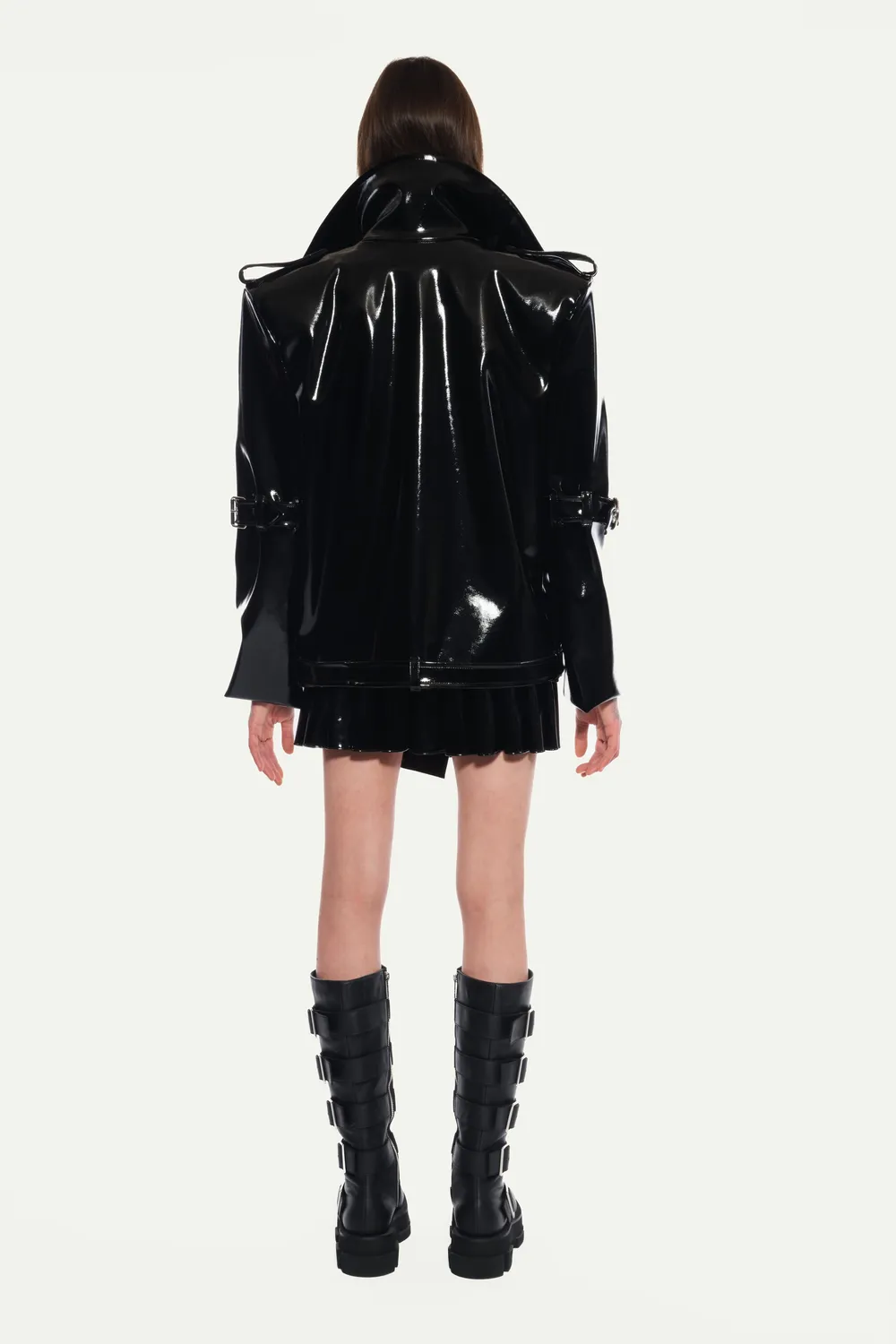 Jeanne Friot Debbie Short Coat manteau vinyl noir M
