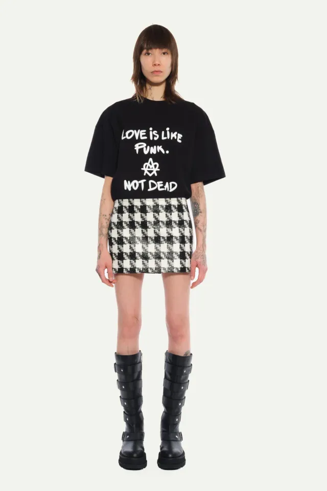 Jeanne Friot Pied de Poule mini jupe vinyl noir
