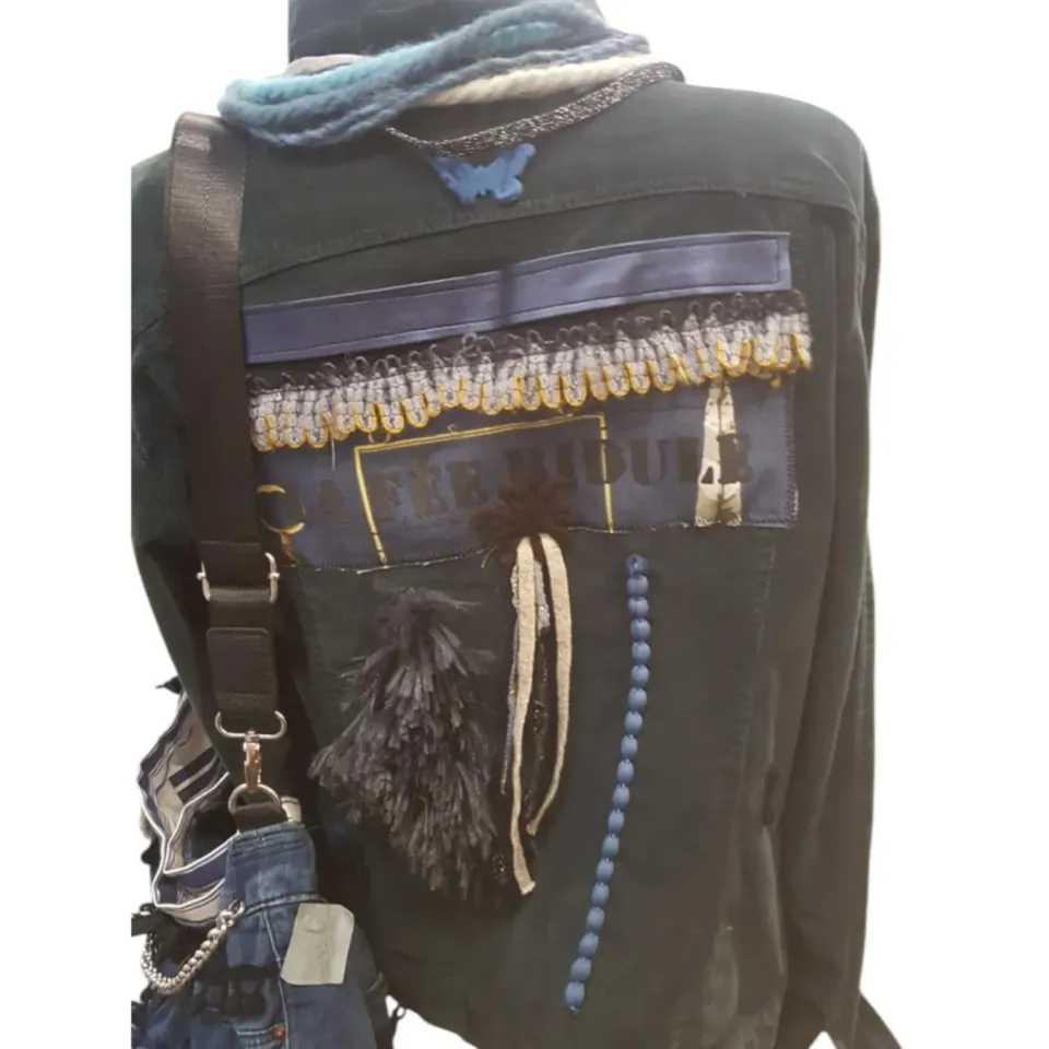 La Fée Bidule Pampilles veste en jean noir soie