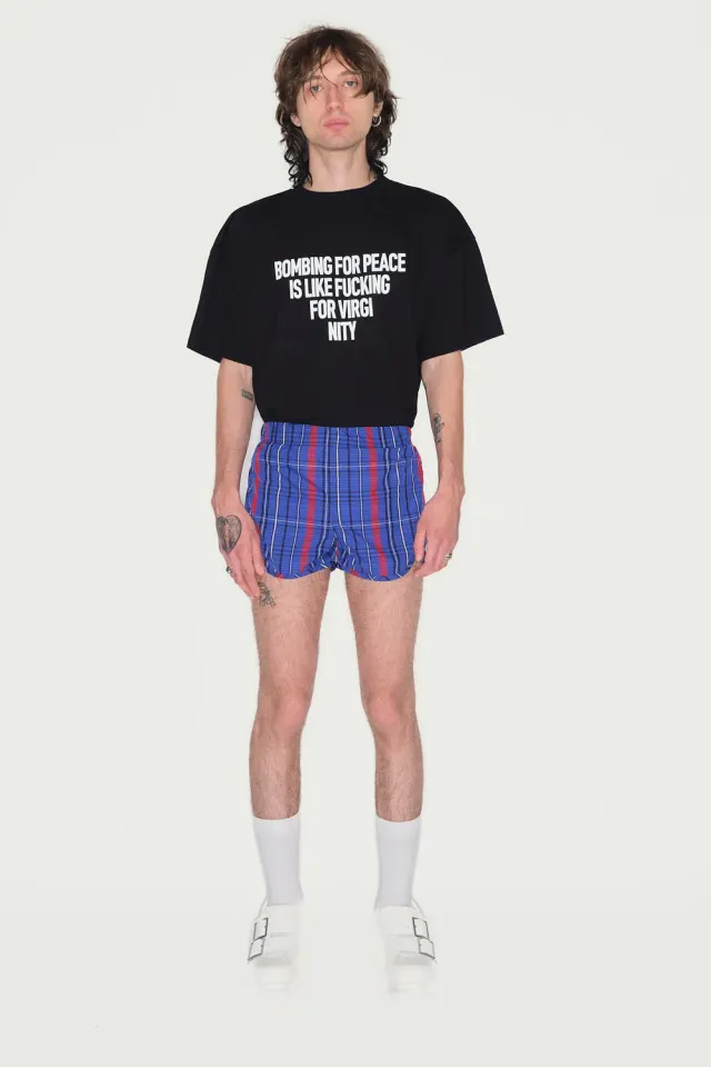 Jeanne Friot Blue Tartan Short mini bleu déperlant