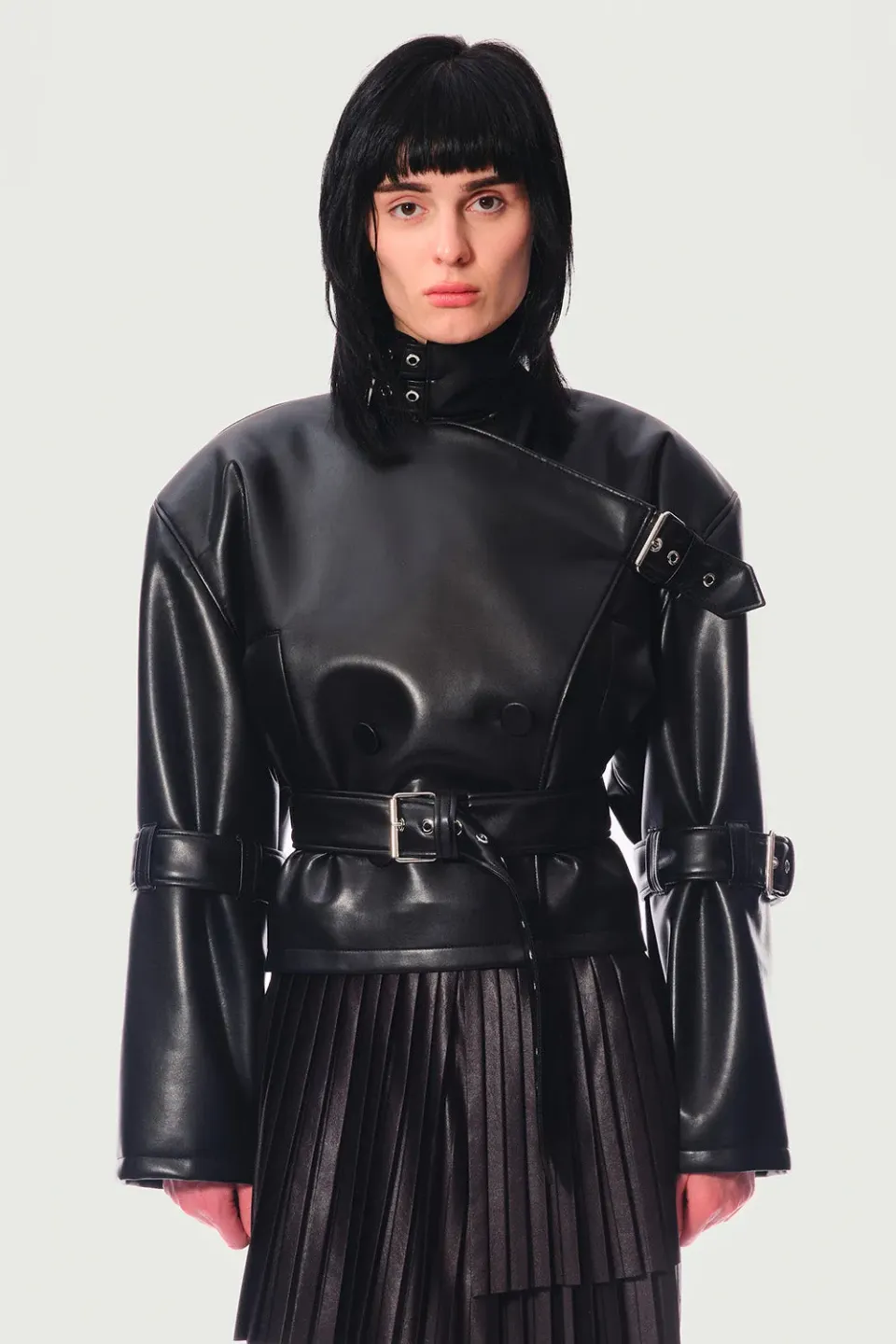 Jeanne Friot Lenny Perfecto veste cuir vegan noir