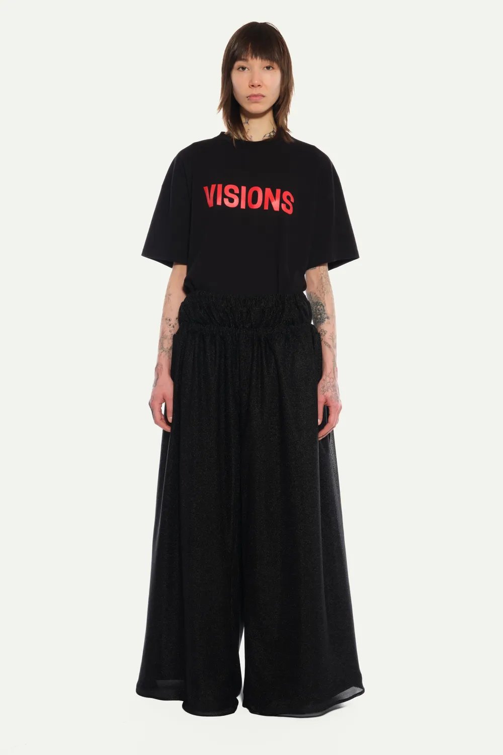 Jeanne Friot Metal jogging noir brillant double ceinture molleton