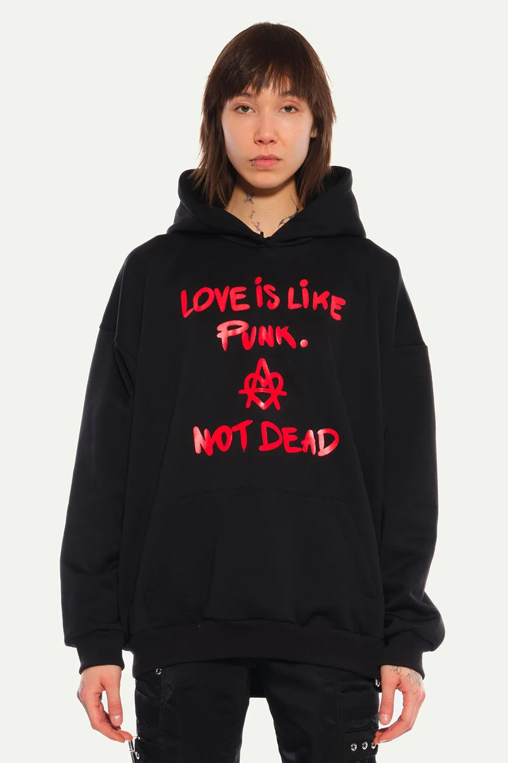 Jeanne Friot Punk hoodie rouge slogan M