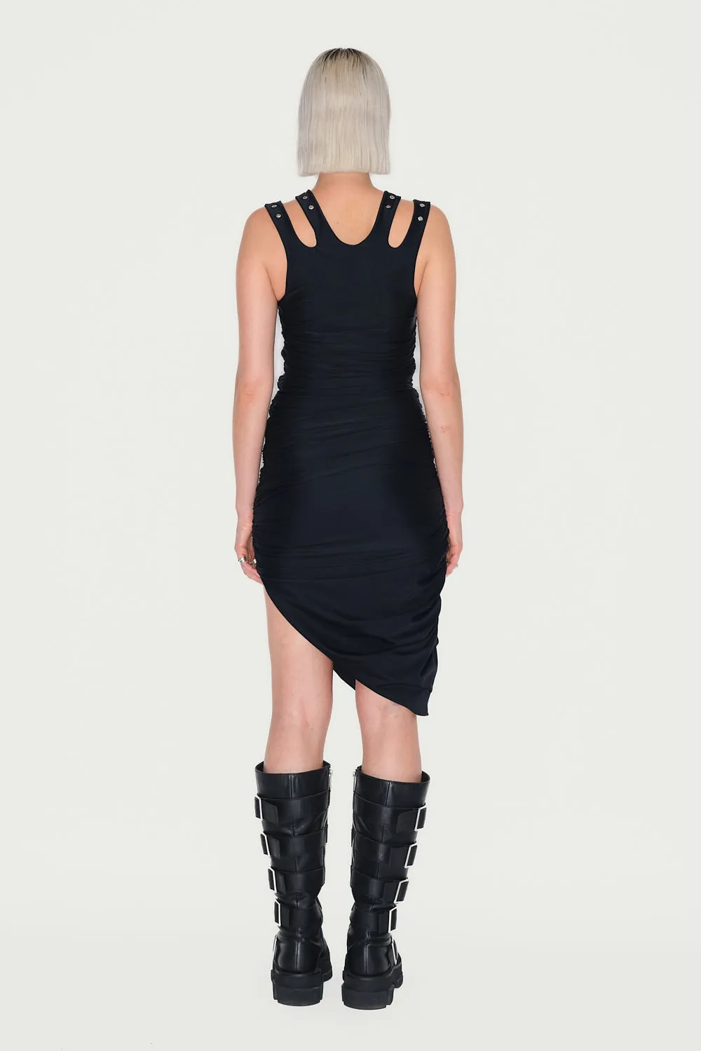 Jeanne Friot 4 Belts robe plissée noire soir