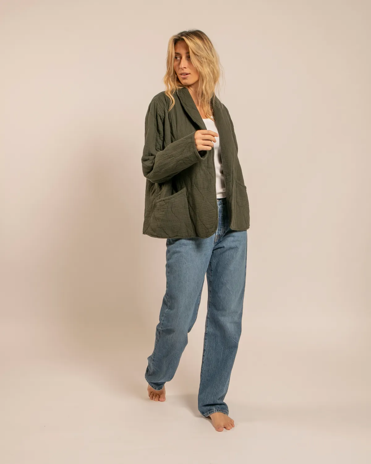 AOKYANOS Cuba Kaki kimono coton matelassé
