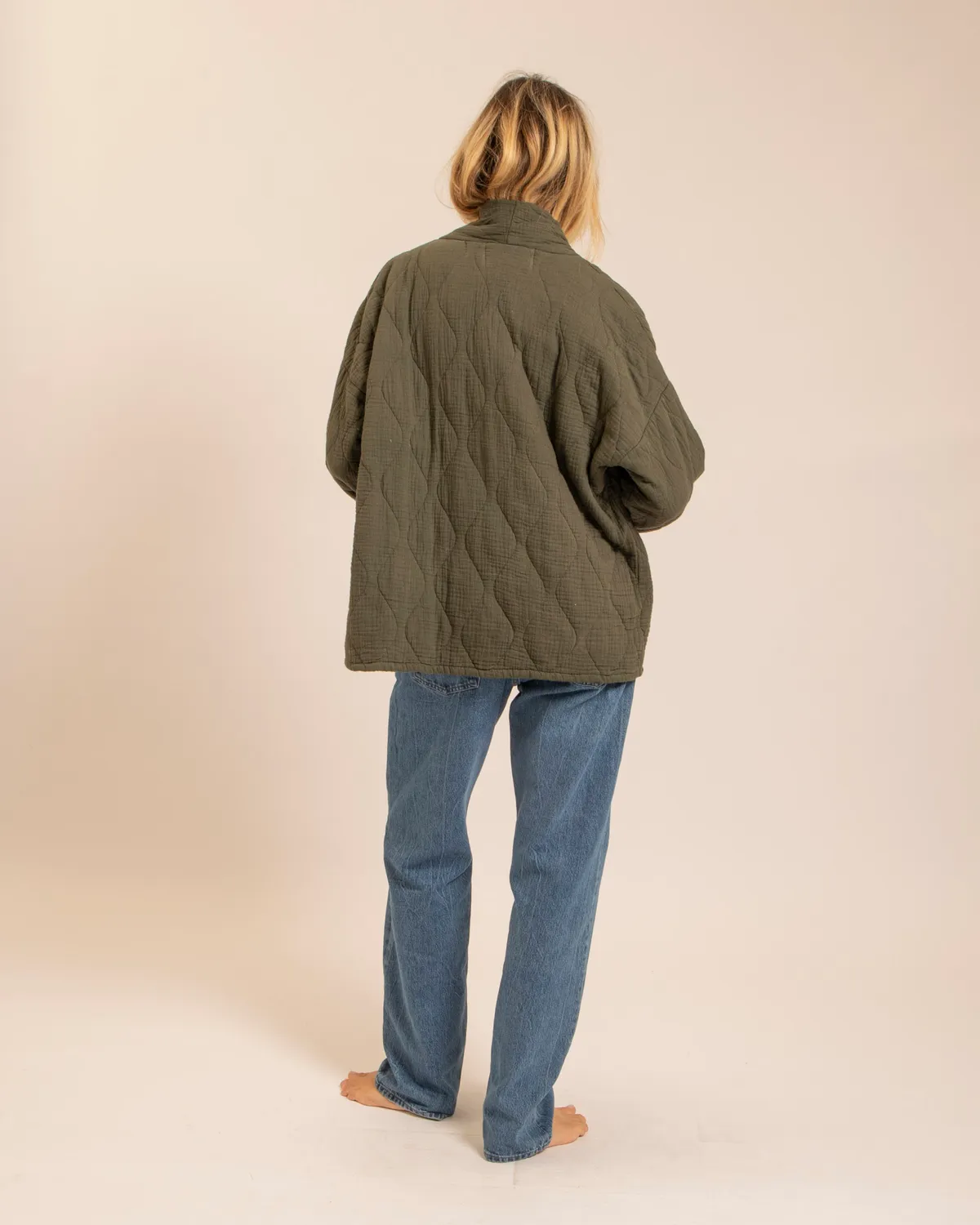 AOKYANOS Silverlake Kaki kimono coton matelassé