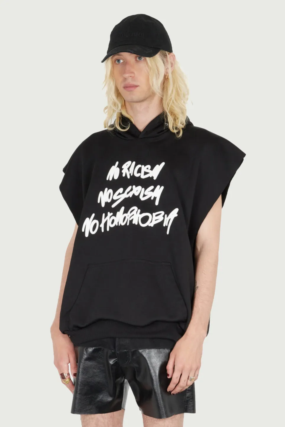 Jeanne Friot No Racism hoodie sans manches noir