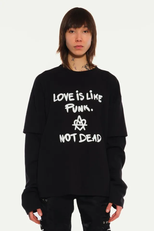 JEANNE FRIOT Punk Double tee noir double manche